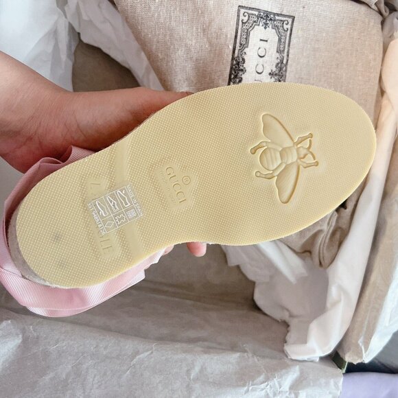 GUCCI INTERLOCKING G Platform Wedge ESPADRILLE Pink RIBBON TIE EU 40/ US 10 - Picture 9 of 12